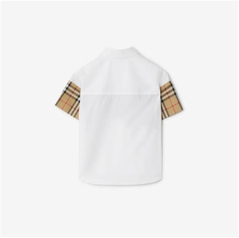 burberry contrast panel check cotton shirt|Check Panel Cotton Shirt in White .